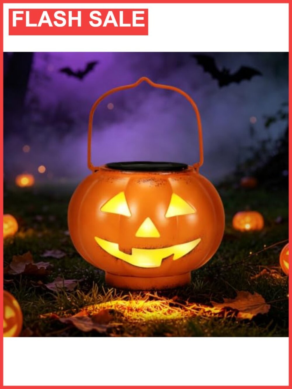 Solar Halloween Lantern Metal Outdoor Waterproof Auto On Off Pumpkin Decor